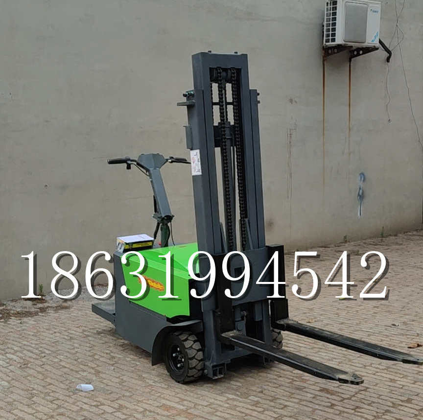 青州市优程全电动叉车插腿式堆高车液压装卸车1.5吨升高小型站驾式铲车